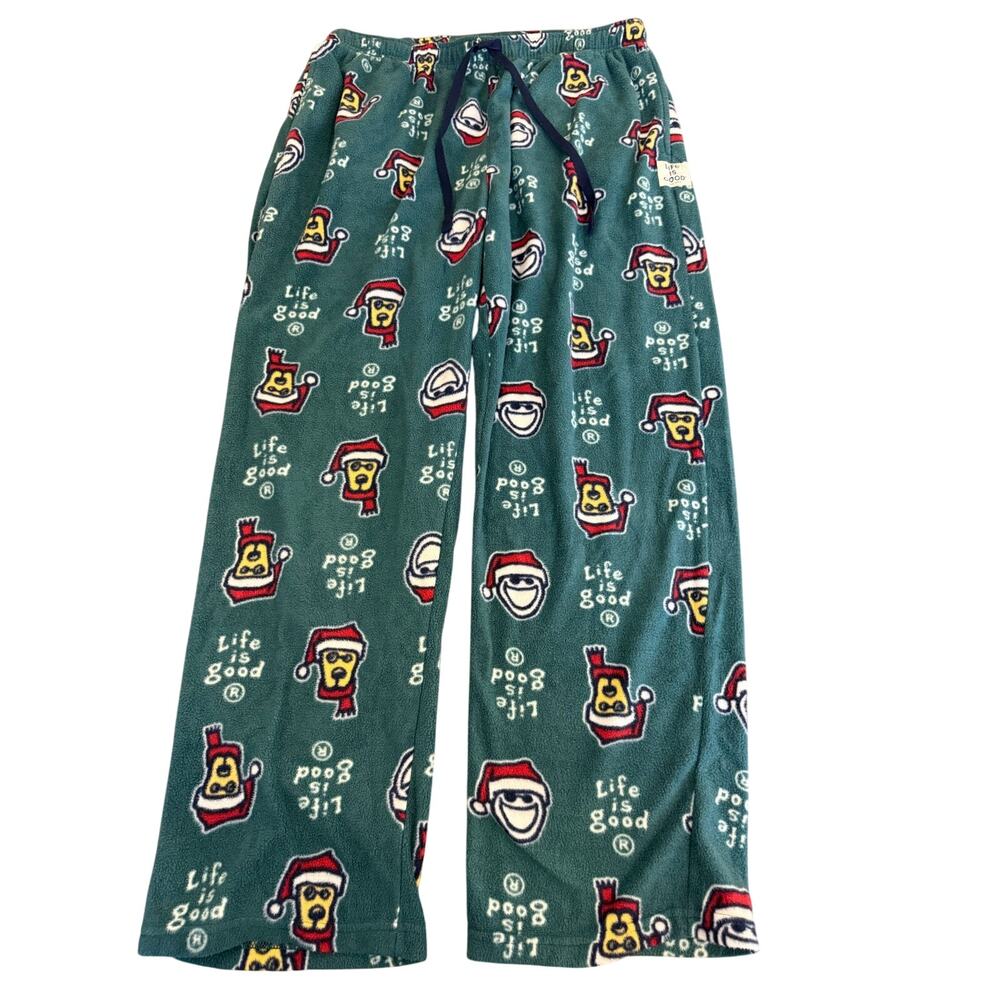LIFE IS GOOD Sleepwear Santa Dog fleece Loungewear Pajama Pants Men XL
